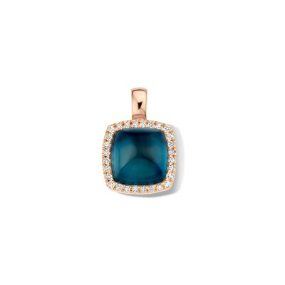 Pendentif One more Pantelleria en or rose, diamants, topaze bleu london et nacre