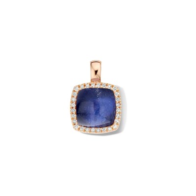 Pendentif One more Pantelleria en or rose, diamants, quartz et sodalite