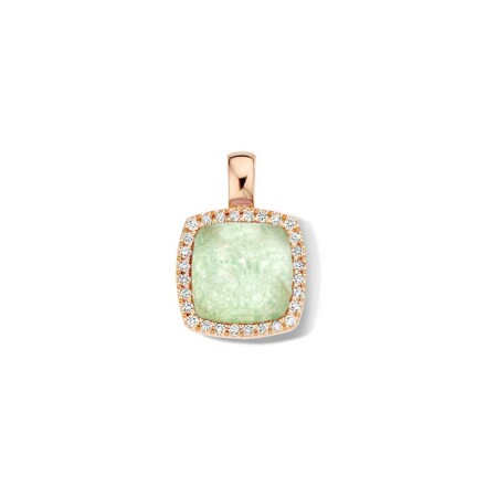 Pendentif One More Pantelleria en or rose, cristal de roche sur aventurine et diamants