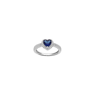 Bague en argent rhodié et oxydes de zirconium, taille 54