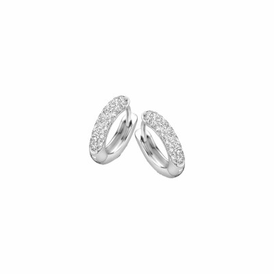 Boucles d'oreilles créoles en or blanc et diamants, 0.4ct