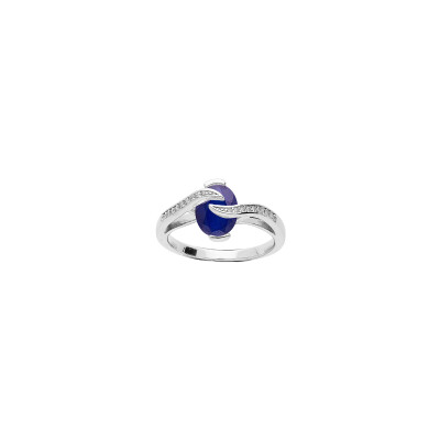 Bague volute en argent rhodié et oxydes de zirconium, taille 56