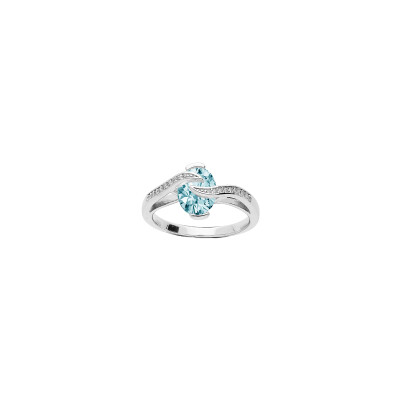 Bague volute en argent rhodié et oxydes de zirconium, taille 56