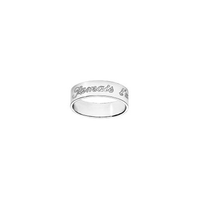 Alliance ruban gravée jamais l'un sans l'autre en argent rhodié, taille 66
