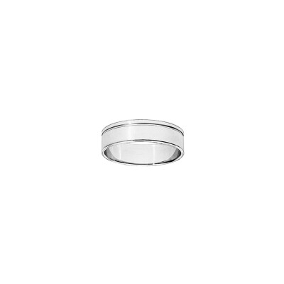 Alliance ruban gravée trait d'union en argent rhodié, taille 64