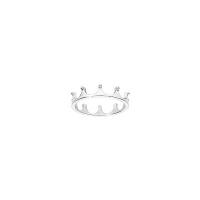 Bague couronne en argent rhodié, taille 54