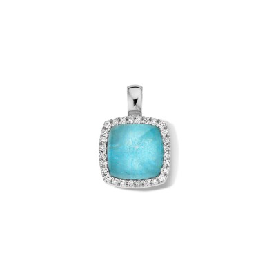 Pendentif One more Pantelleria en or blanc, diamants, quartz et amazonite