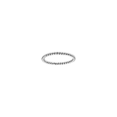 Alliance torsadée en argent rhodié, taille 54