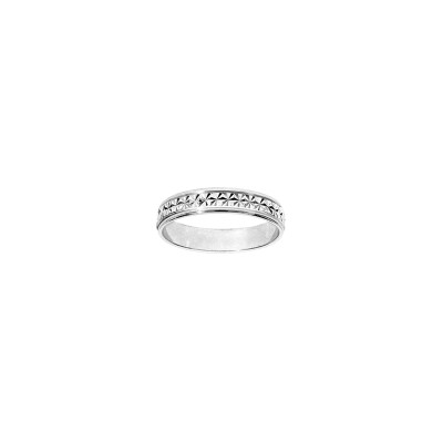 Alliance diamantée en argent rhodié, taille 64