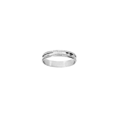 Alliance diamantée en argent rhodié, taille 56