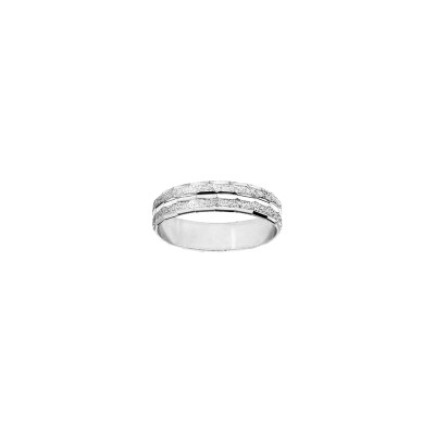 Alliance diamantée en argent rhodié, taille 64
