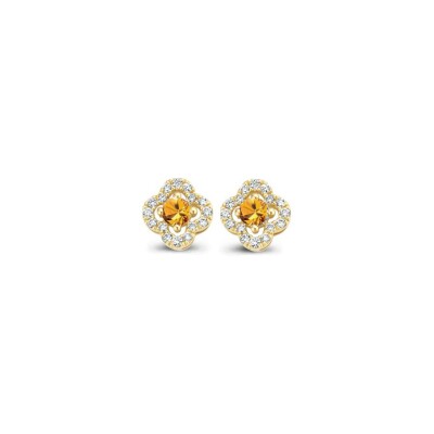 Boucles d'oreilles Salina en or jaune, saphirs oranges et diamants