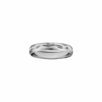 Alliance argent rhodié 4mm diamantée brossée