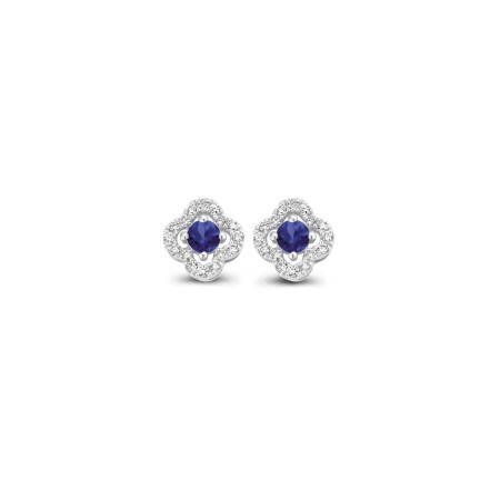 Boucles d'oreilles One More Salina en or blanc, saphir bleu et diamants