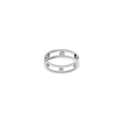 Bague ajourée en argent rhodié et oxyde de zirconium, taille 54