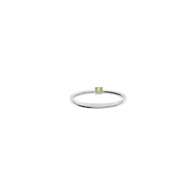 Bague en argent rhodié et péridot, taille 54