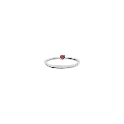 Bague en argent rhodié et grenat, taille 54