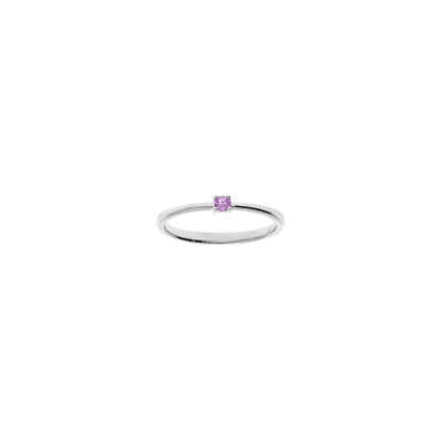 Bague en argent rhodié et améthyste, taille 52