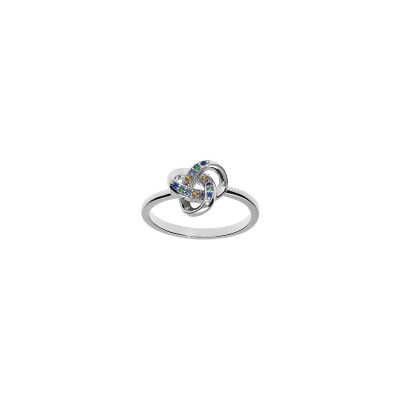Bague en argent rhodié et oxydes de zirconium, taille 52