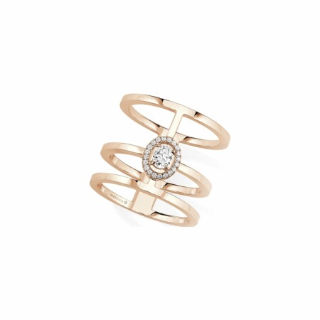 Bague Messika 3 rangs en or rose et diamants