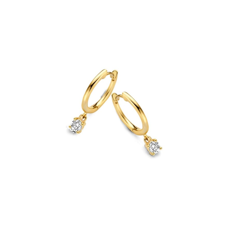 Boucles d'oreilles créoles One More Ischia Basic en or jaune et diamants