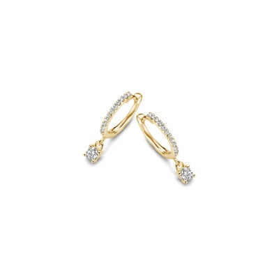 Boucles d'oreilles créoles One More Ischia Basic en or jaune et diamants