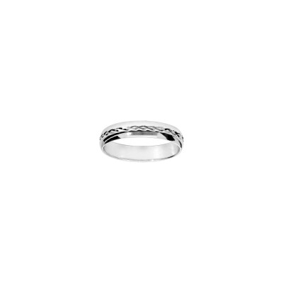 Alliance diamantée en argent rhodié, taille 54