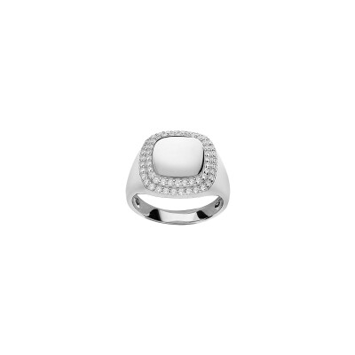 Bague en argent rhodié et oxydes de zirconium, taille 56