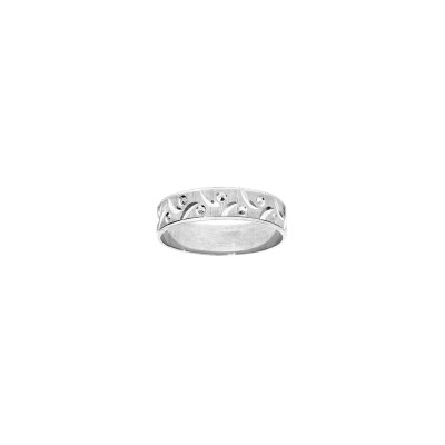 Bague lapidée en argent rhodié, taille 56