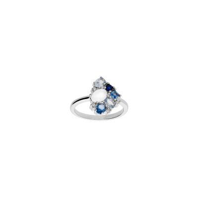 Bague en argent rhodié et oxydes de zirconium, taille 56