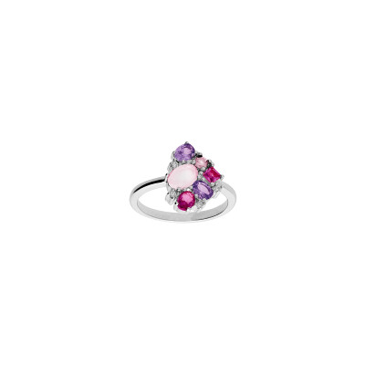 Bague en argent rhodié et oxydes de zirconium