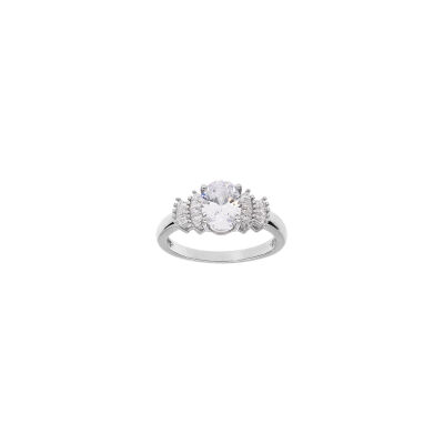 Bague en argent rhodié et oxydes de zirconium, taille 56