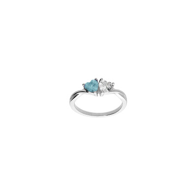 Bague en argent rhodié et oxyde de zirconium, taille 54