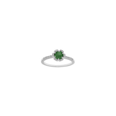 Bague fleur en argent rhodié et oxydes de zirconium