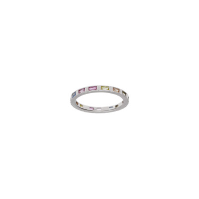 Bague en argent rhodié et oxydes de zirconium, taille 54