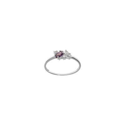 Bague en argent platiné et oxydes de zirconium, taille 50