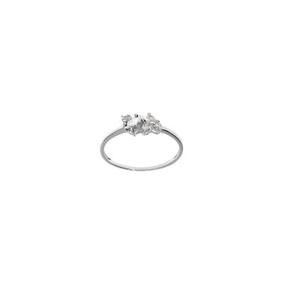 Bague en argent platiné et oxydes de zirconium, taille 58