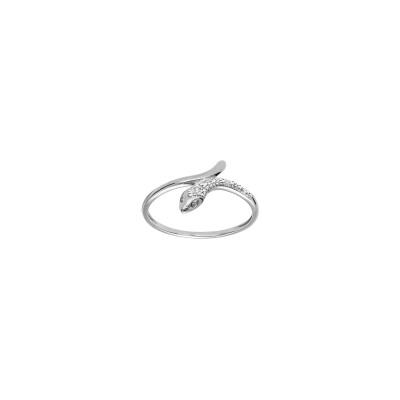 Bague serpent en argent platiné, taille 54