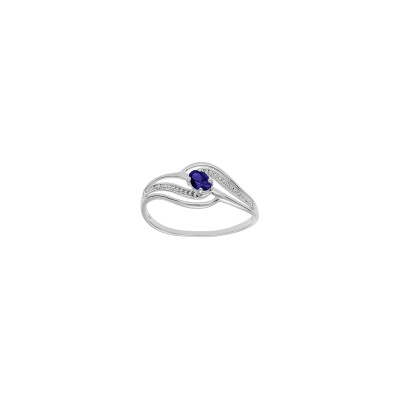 Bague volute en argent et oxydes de zirconium