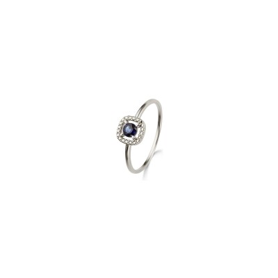Bague en or blanc et saphir