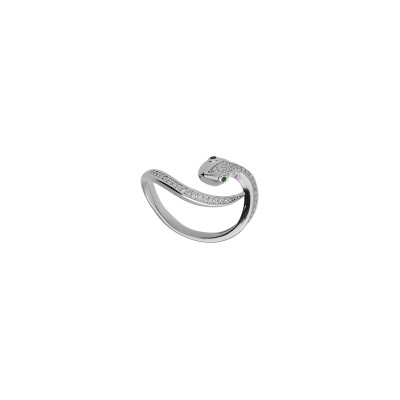 Bague serpent en argent rhodié et oxydes de zirconium
