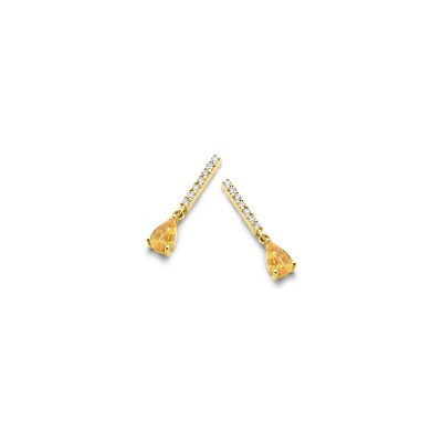 Boucles d'oreilles pendantes en or jaune et diamants