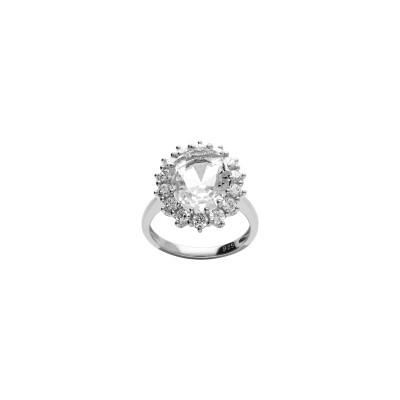 Bague royale en argent rhodié et oxyde de zirconium