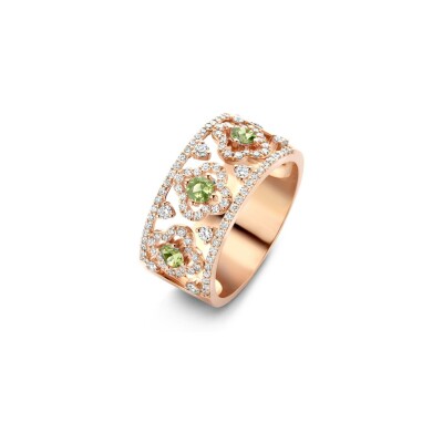 Bague One More Salina en or rose, diamants et saphir vert