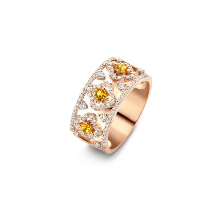 Bague One More Salina en or rose, diamants et saphir jaune