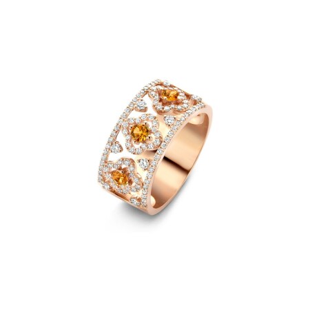 Bague One More Salina en or rose, diamants et saphir orange