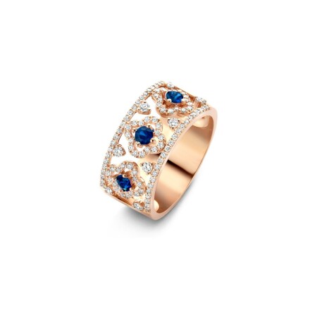 Bague One More Salina en or rose, diamants et saphir bleu