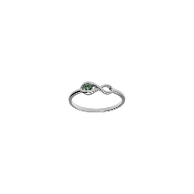 Bague infini en argent rhodié et oxyde de zirconium, taille 52