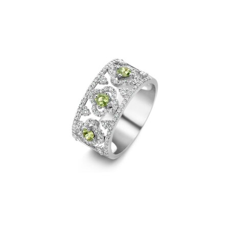 Bague One More Salina en or blanc, diamants et saphir vert