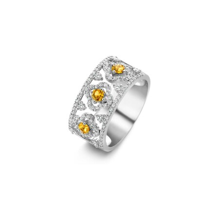 Bague One More Salina en or blanc, diamants et saphir jaune